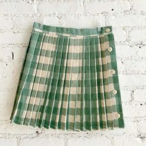 Lisa Says Gah Pleated Checkered Green and White Skirt